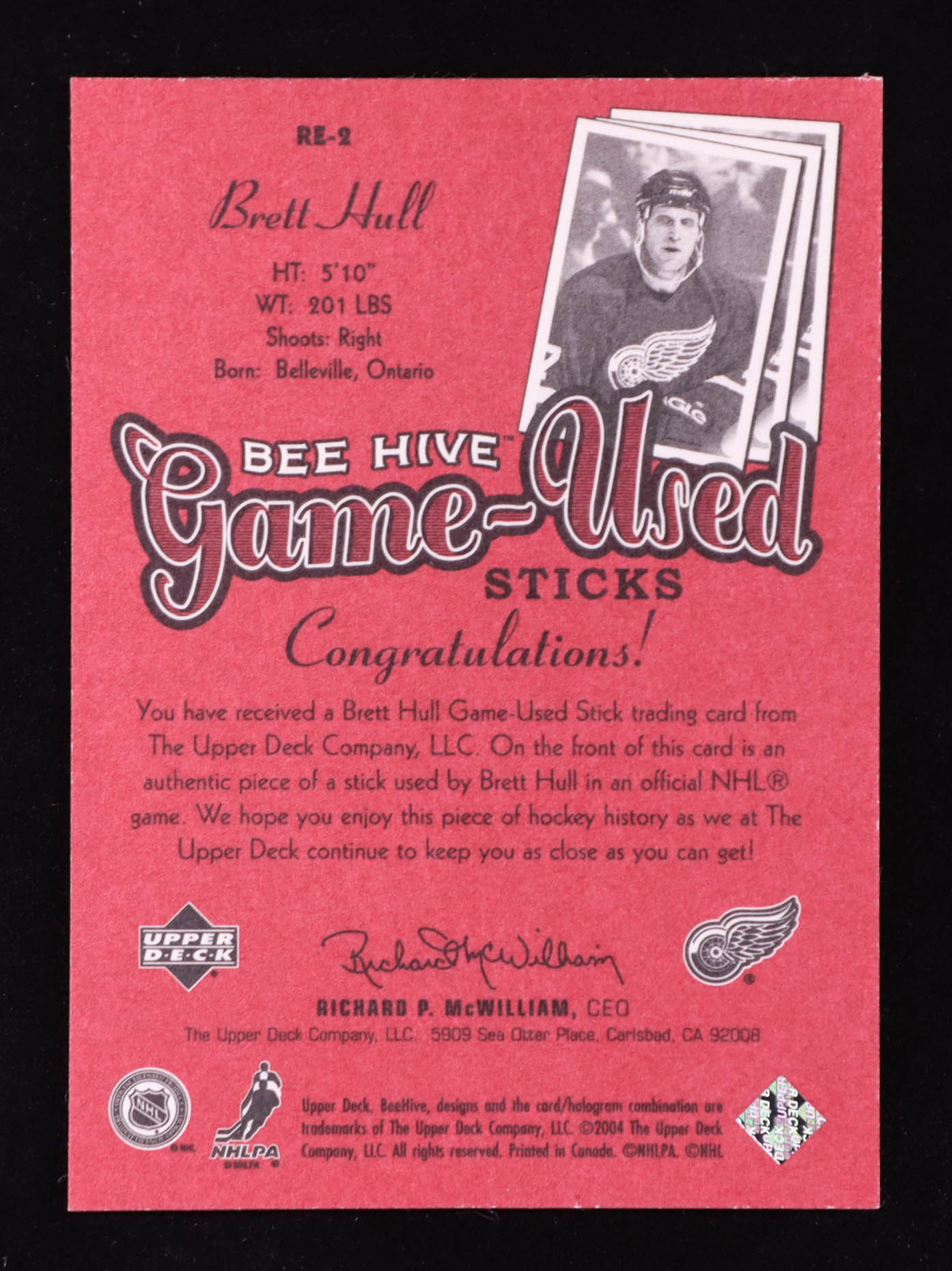 Brett Hull 2003-04 Beehive Sticks Red Border #RE2 at PristineAuction.com Brett Hull 2003-04 Beehive Sticks Red Border #RE2 at PristineAuction.com