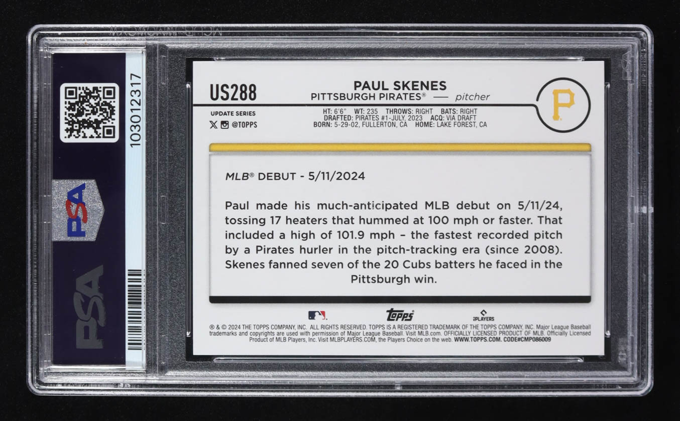 Paul Skenes 2024 Topps Update #US288 RC (PSA 9) at PristineAuction.com Paul Skenes 2024 Topps Update #US288 RC (PSA 9) at PristineAuction.com