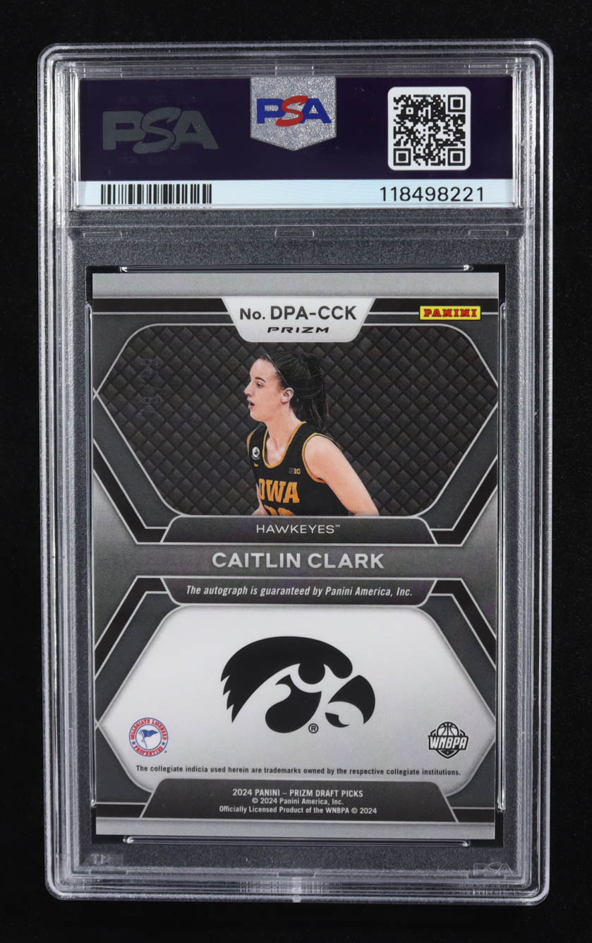Caitlin Clark 2024 Panini Prizm Draft Picks Autograph Purple Ice Prizm #DPA-CCK RC #79/99 (PSA 10) at PristineAuction.com Caitlin Clark 2024 Panini Prizm Draft Picks Autograph Purple Ice Prizm #DPA-CCK RC #79/99 (PSA 10) at PristineAuction.com