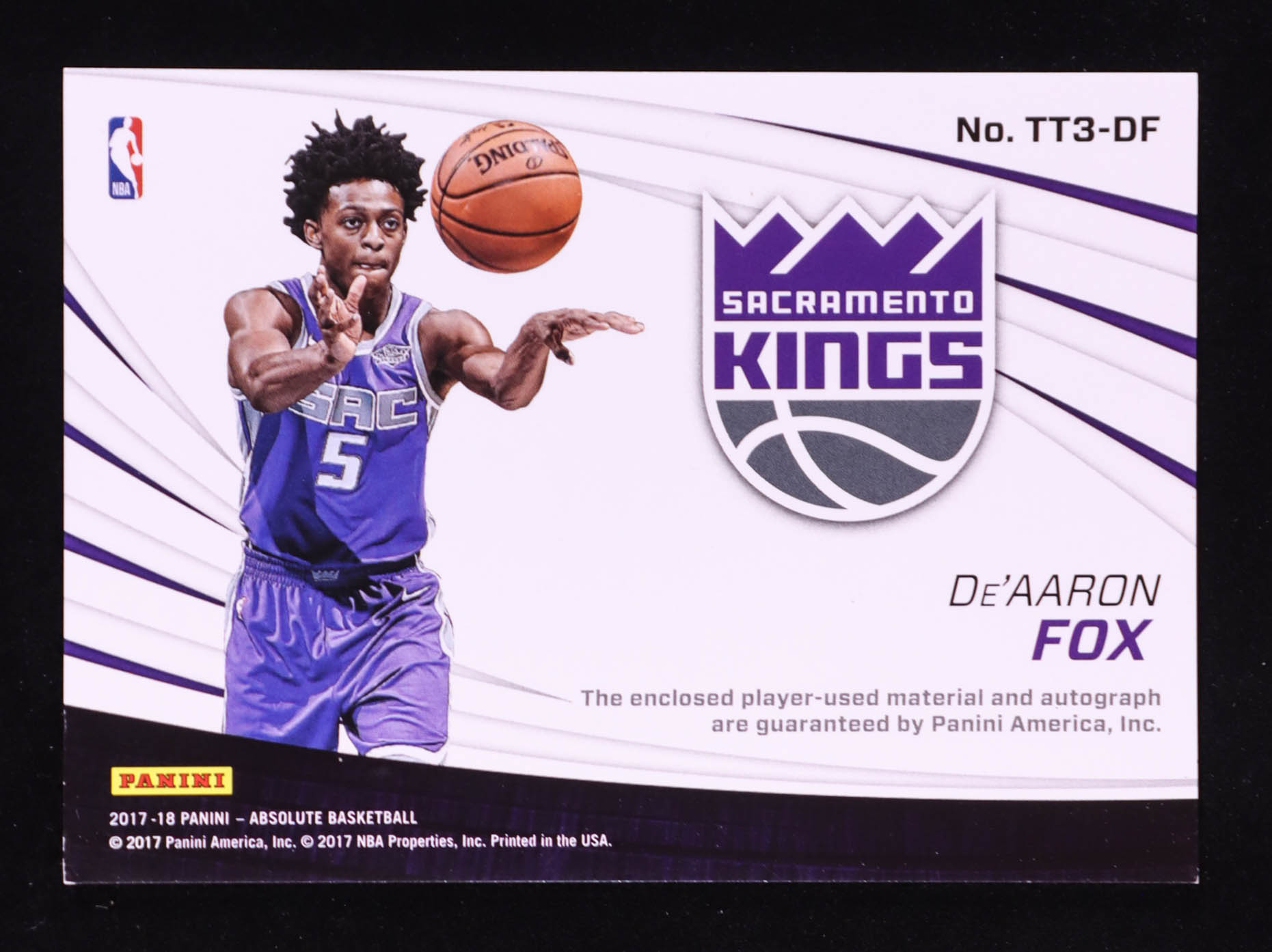 De'Aaron Fox 2017-18 Absolute Memorabilia Tools of the Trade Three Swatch Signatures #5 #128/199 RC at PristineAuction.com De'Aaron Fox 2017-18 Absolute Memorabilia Tools of the Trade Three Swatch Signatures #5 #128/199 RC at PristineAuction.com