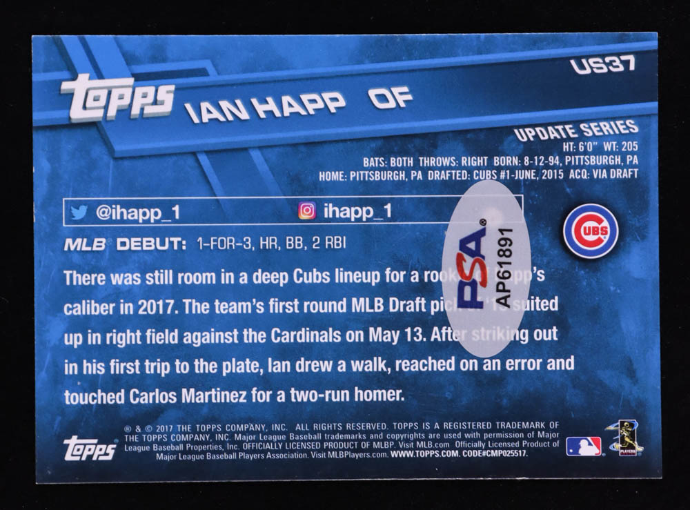 Ian Happ Signed 2017 Topps Update #US37 RD RC (PSA) at PristineAuction.com Ian Happ Signed 2017 Topps Update #US37 RD RC (PSA) at PristineAuction.com