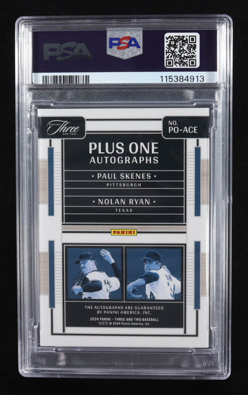 Paul Skenes/Nolan Ryan SIgned 2024 Panini Three and Two Plus One Autographs Emerald #POACE RC #4/5 (PSA 10 | Autograph Graded PSA 10) at PristineAuction.com Paul Skenes/Nolan Ryan SIgned 2024 Panini Three and Two Plus One Autographs Emerald #POACE RC #4/5 (PSA 10 | Autograph Graded PSA 10) at PristineAuction.com