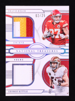 Travis Kelce / George Kittle 2022 Panini National Treasures NFL Gear Combo Materials Holo Silver #20 #02/25 at PristineAuction.com
