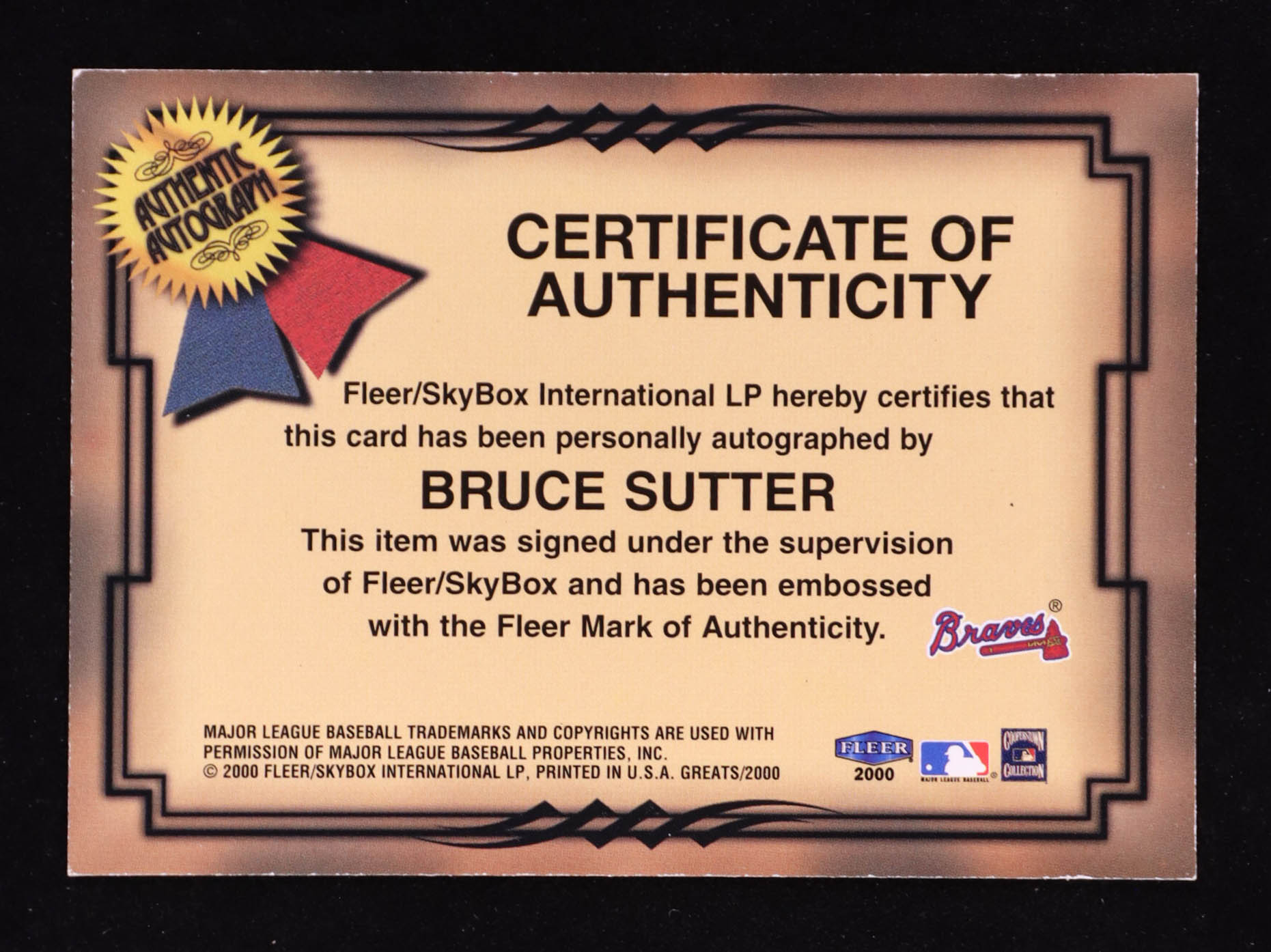 Bruce Sutter 2000 Greats of the Game Autographs #NNO at PristineAuction.com Bruce Sutter 2000 Greats of the Game Autographs #NNO at PristineAuction.com