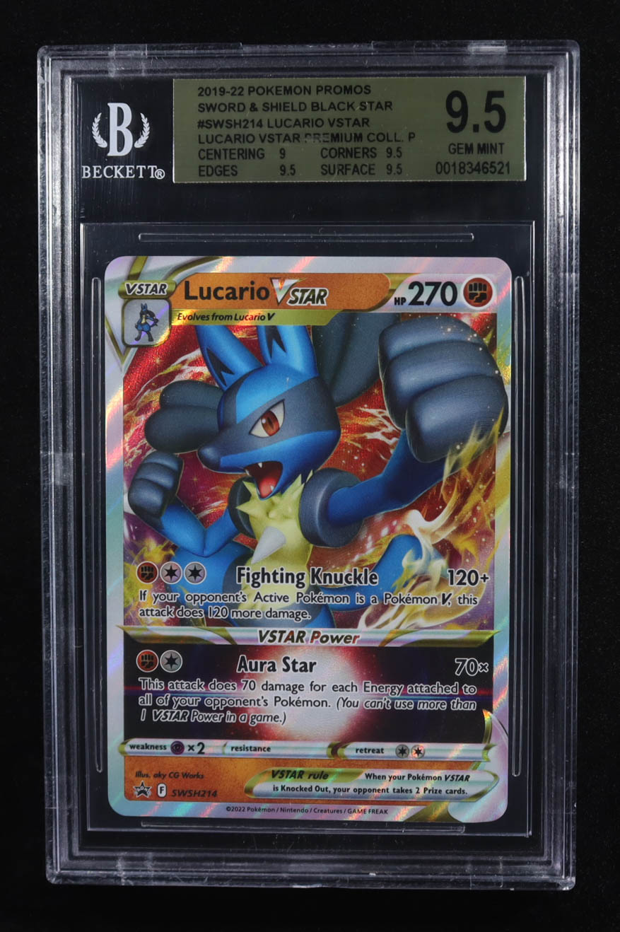Lucario VSTAR 2019-22 Pokemon Promos Sword & Shield Black Star #SWSH214 (BGS 9.5) at PristineAuction.com Lucario VSTAR 2019-22 Pokemon Promos Sword & Shield Black Star #SWSH214 (BGS 9.5) at PristineAuction.com