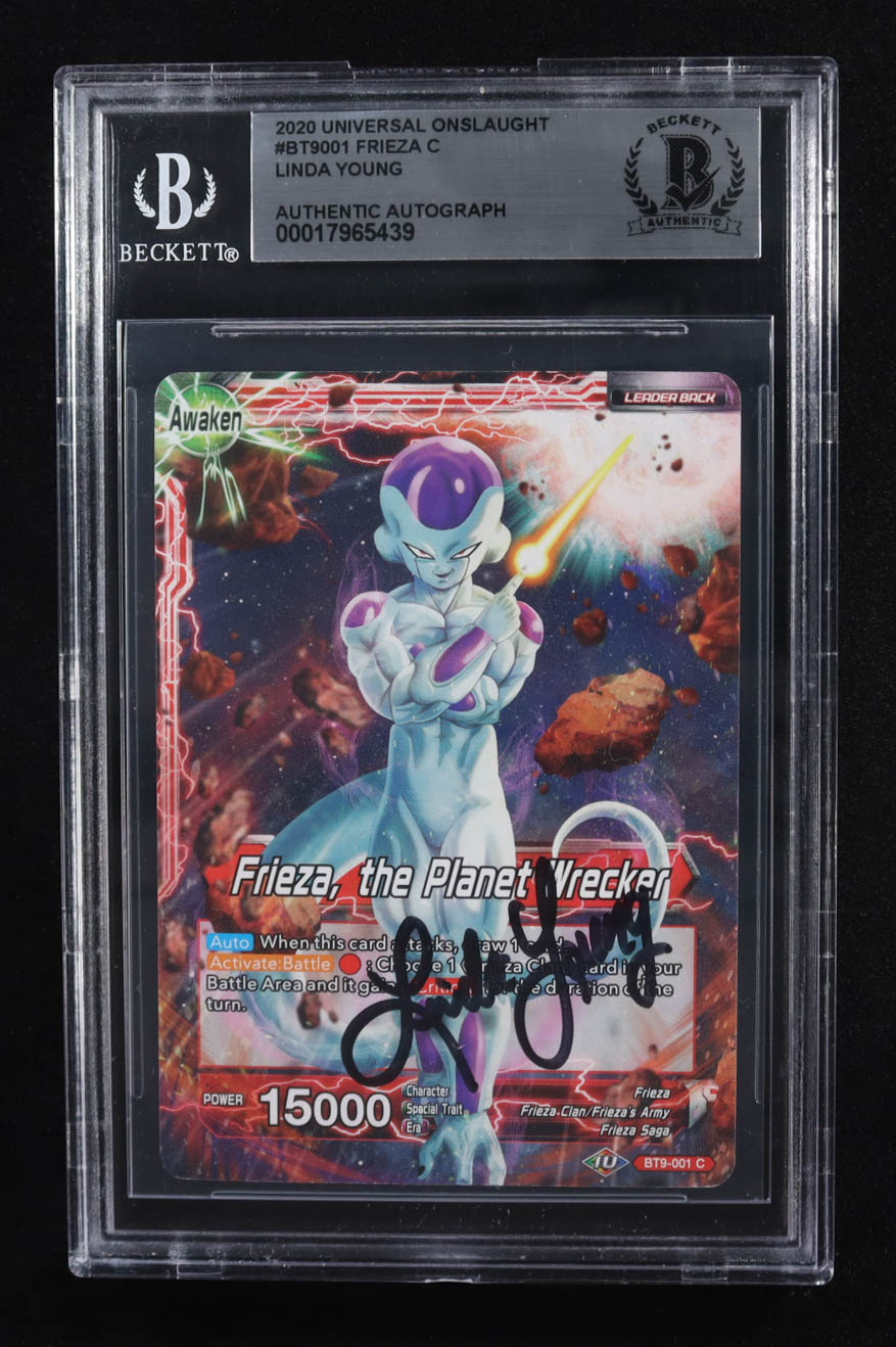 Linda Young Signed 2020 Universal Onslaught Frieza C #BT9001 (BGS) at PristineAuction.com Linda Young Signed 2020 Universal Onslaught Frieza C #BT9001 (BGS) at PristineAuction.com