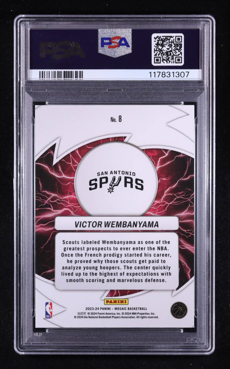 Victor Wembanyama 2023-24 Panini Mosaic Thunder Road #8 RC (PSA 10) at PristineAuction.com Victor Wembanyama 2023-24 Panini Mosaic Thunder Road #8 RC (PSA 10) at PristineAuction.com