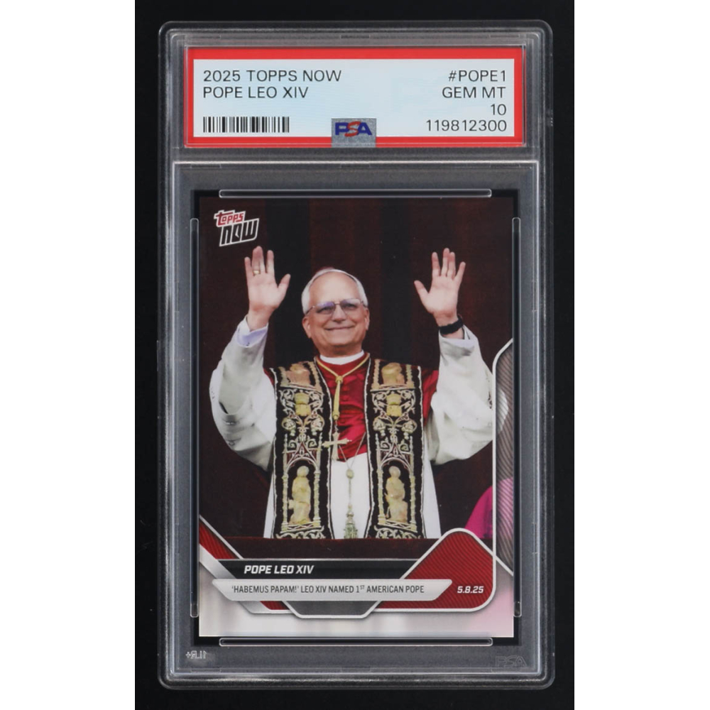 Pope Leo XIV 2025 Topps Now #POPE1 (PSA 10) at PristineAuction.com