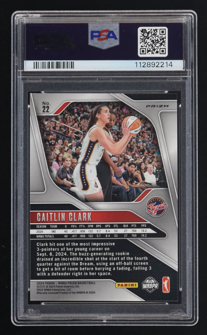 Caitlin Clark 2024 Panini Prizm WNBA Blue Velocity #22 RC (PSA 10) at PristineAuction.com Caitlin Clark 2024 Panini Prizm WNBA Blue Velocity #22 RC (PSA 10) at PristineAuction.com