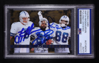 Emmitt Smith, Troy Aikman, and Michael Irvin Signed 1996 Pinnacle Zenith #147 (PSA) at PristineAuction.com