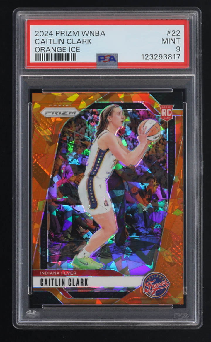 Caitlin Clark 2024 Panini Prizm WNBA Orange Ice #22 RC (PSA 9) at PristineAuction.com Caitlin Clark 2024 Panini Prizm WNBA Orange Ice #22 RC (PSA 9) at PristineAuction.com