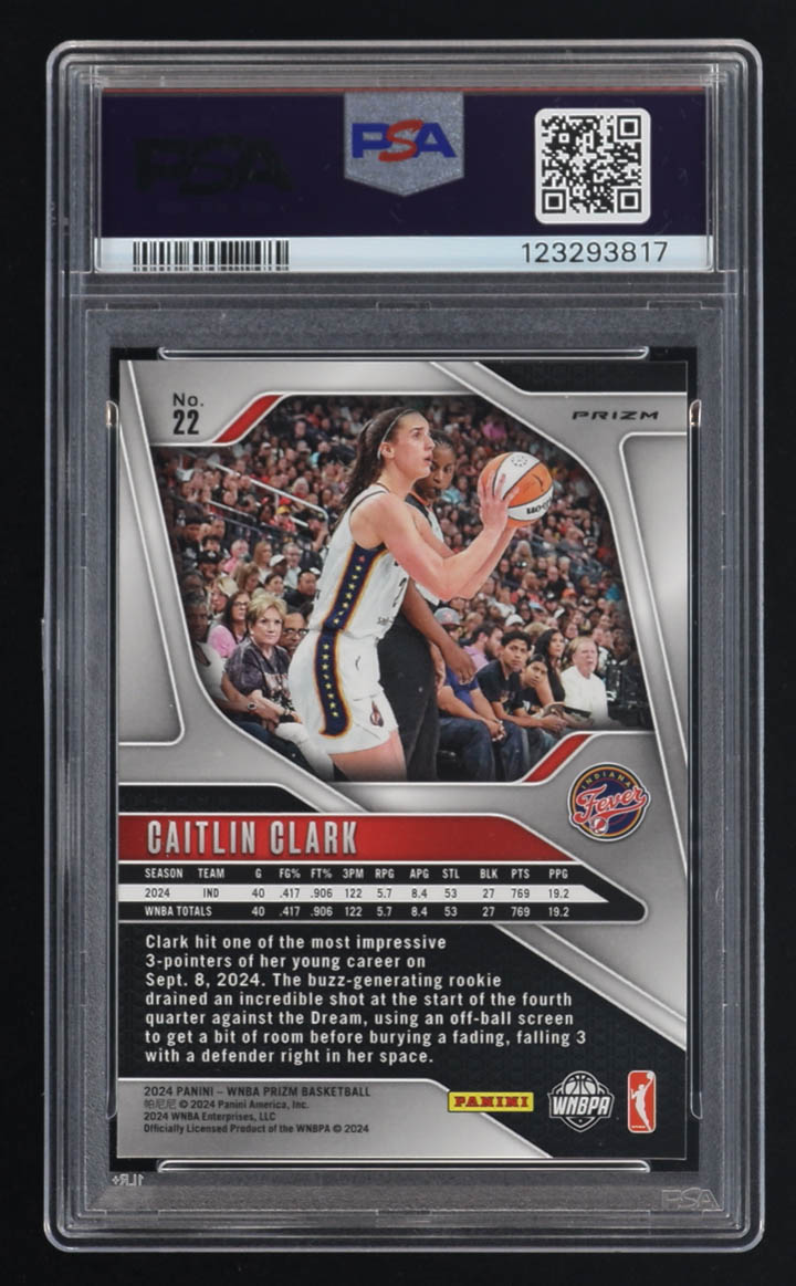 Caitlin Clark 2024 Panini Prizm WNBA Orange Ice #22 RC (PSA 9) at PristineAuction.com Caitlin Clark 2024 Panini Prizm WNBA Orange Ice #22 RC (PSA 9) at PristineAuction.com