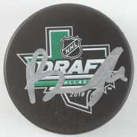 Brady Tkachuk Signed 2018 NHL Draft Logo Hockey Puck (Beckett) at PristineAuction.com