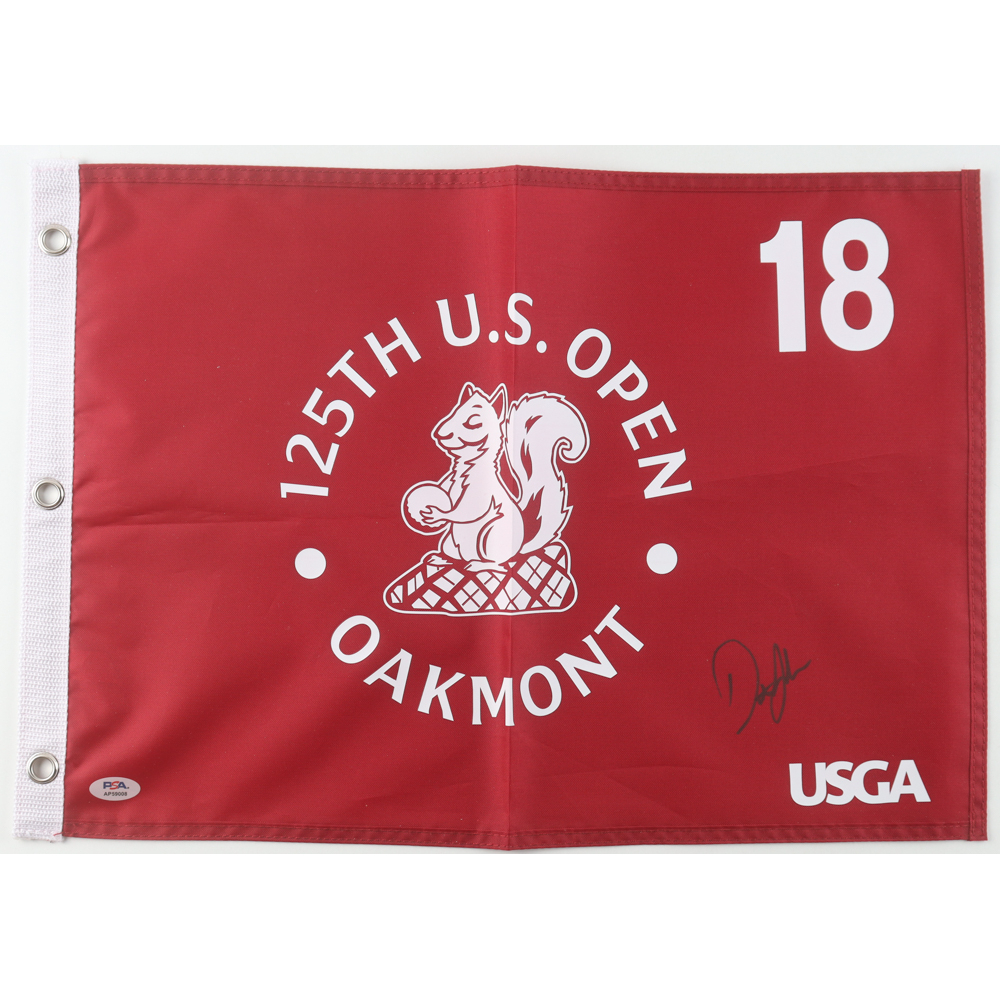 Dustin Johnson Signed 125th US Open Golf Pin Flag (PSA) at PristineAuction.com