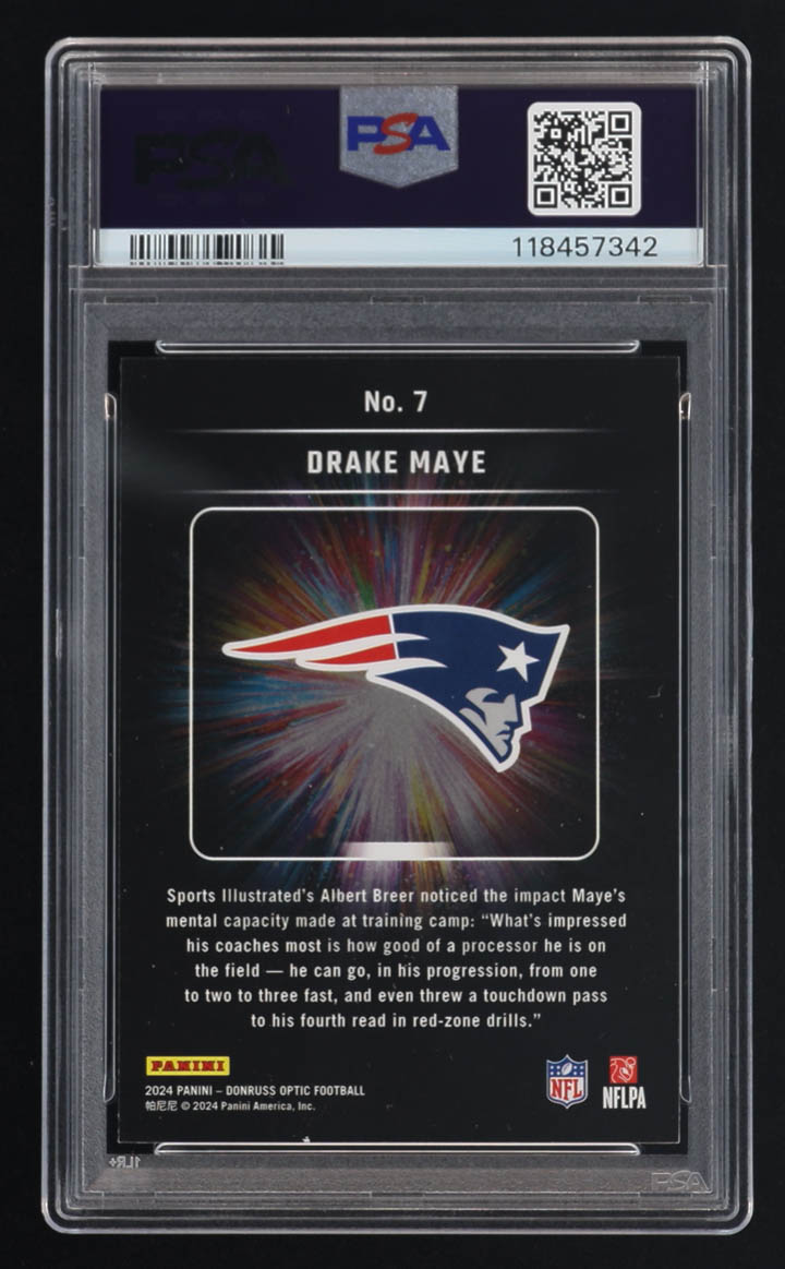 Drake Maye 2024 Donruss Optic Light It Up #7 RC (PSA 10) at PristineAuction.com Drake Maye 2024 Donruss Optic Light It Up #7 RC (PSA 10) at PristineAuction.com