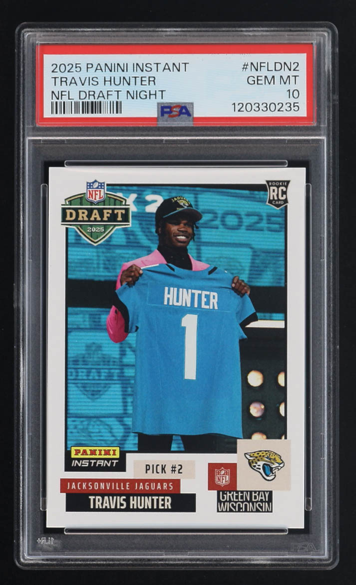 Travis Hunter 2025 Panini Instant #NFLDN-2 | NFL Draft Night RC (PSA 10) at PristineAuction.com Travis Hunter 2025 Panini Instant #NFLDN-2 | NFL Draft Night RC (PSA 10) at PristineAuction.com