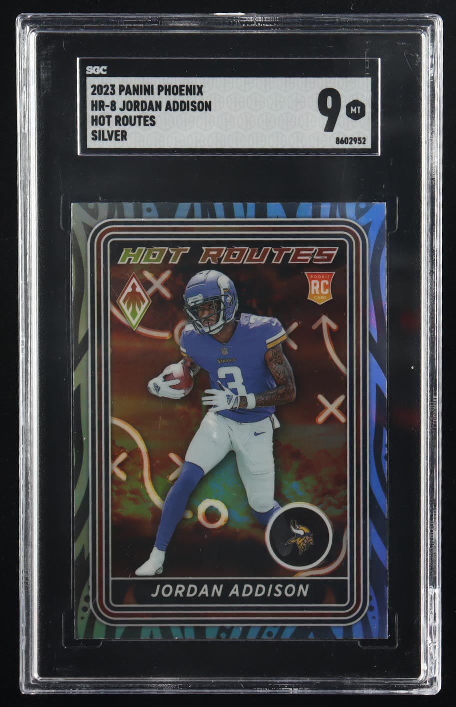 Jordan Addison 2023 Panini Phoenix Hot Routes Silver #HR-8 RC (SGC 9) at PristineAuction.com Jordan Addison 2023 Panini Phoenix Hot Routes Silver #HR-8 RC (SGC 9) at PristineAuction.com