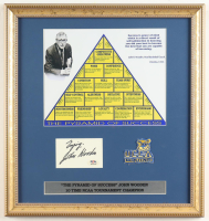 John Wooden Signed Custom Framed Cut Display with UCLA Pin Inscribed "Enjoy" (PSA) at PristineAuction.com