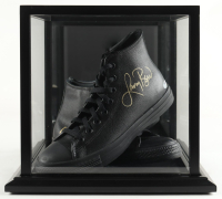 Magic Johnson & Larry Bird Signed Set of (2) Converse All-Star Basketball Shoes with Display Case (PSA & Beckett) at PristineAuction.com