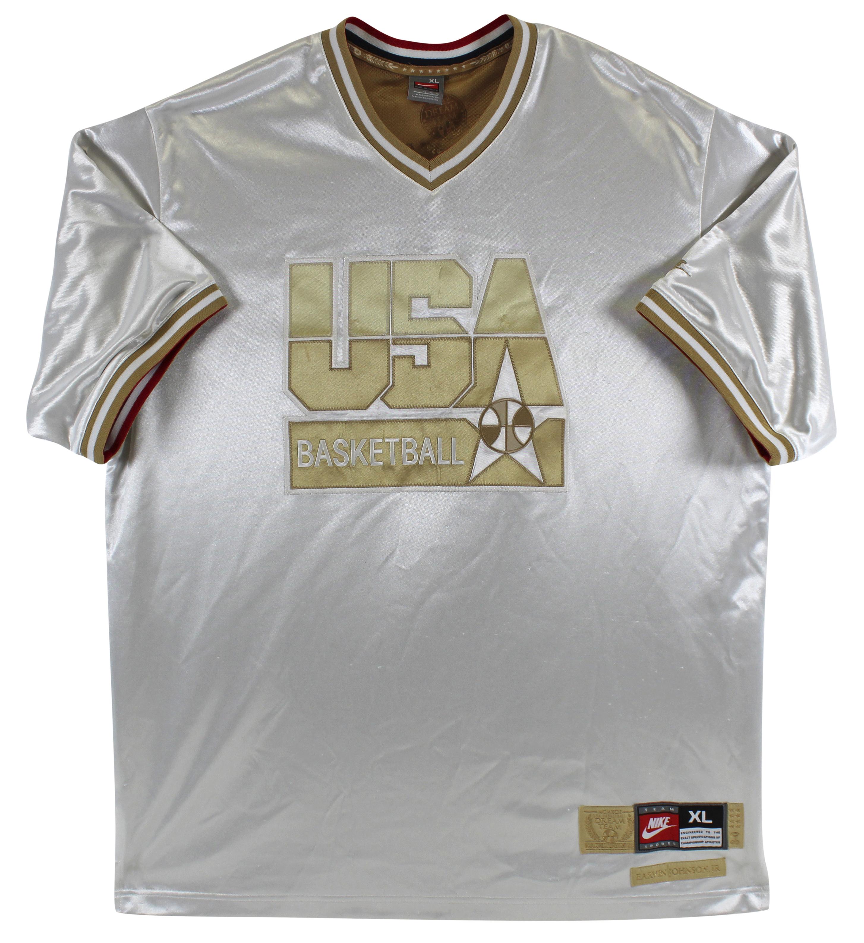 Magic Johnson Signed Team USA "Dream Team" Nike Authentic Warmup Jacket Inscribed "92 Gold" (Beckett) at PristineAuction.com Magic Johnson Signed Team USA "Dream Team" Nike Authentic Warmup Jacket Inscribed "92 Gold" (Beckett) at PristineAuction.com