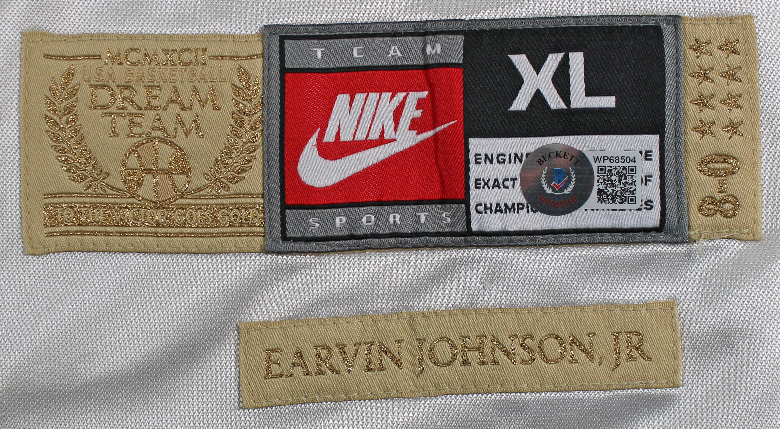 Magic Johnson Signed Team USA "Dream Team" Nike Authentic Warmup Jacket Inscribed "92 Gold" (Beckett) at PristineAuction.com Magic Johnson Signed Team USA "Dream Team" Nike Authentic Warmup Jacket Inscribed "92 Gold" (Beckett) at PristineAuction.com