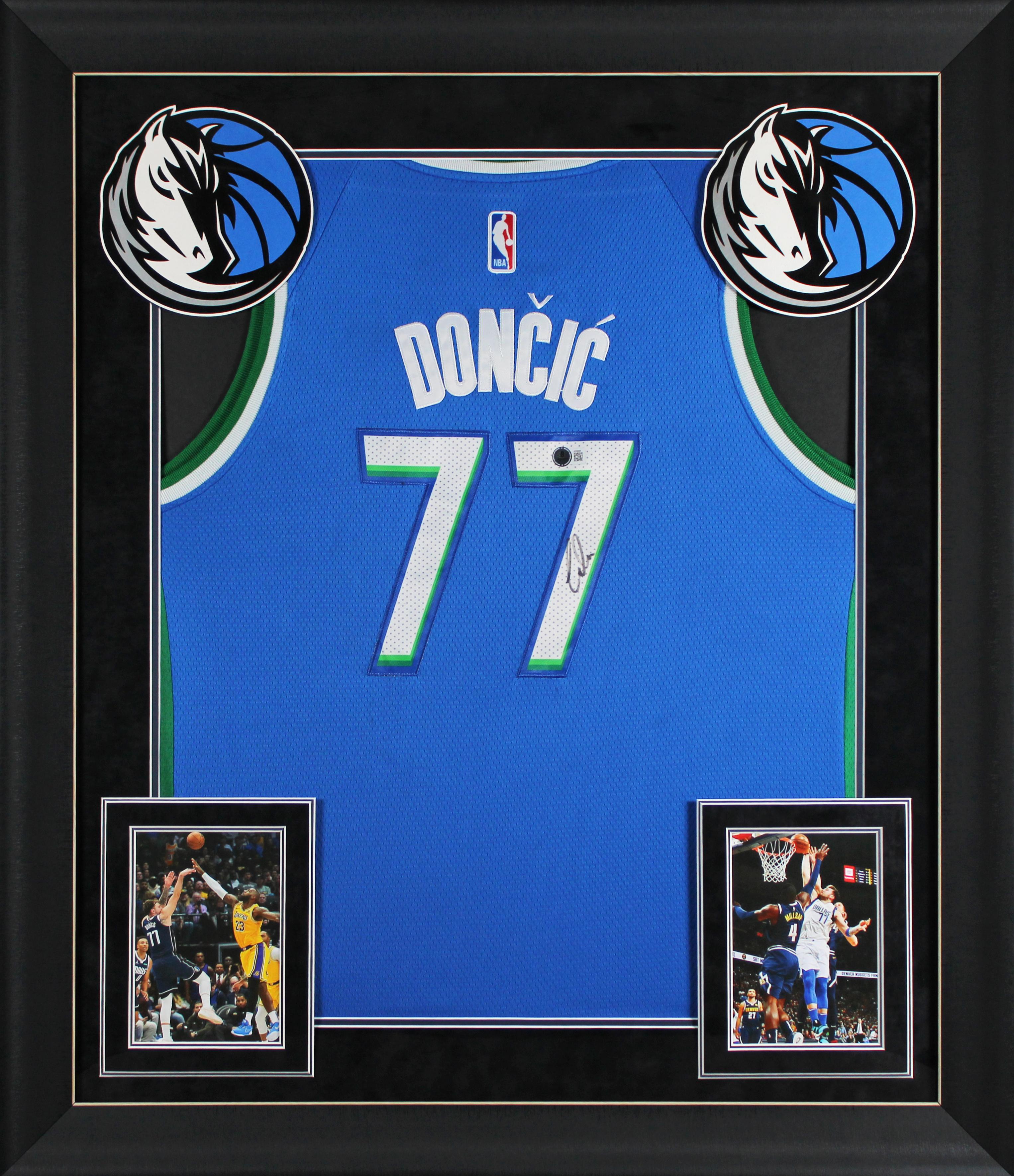 Luka Doncic Signed Mavericks Custom Framed Nike Authentic Jersey (Beckett) at PristineAuction.com Luka Doncic Signed Mavericks Custom Framed Nike Authentic Jersey (Beckett) at PristineAuction.com