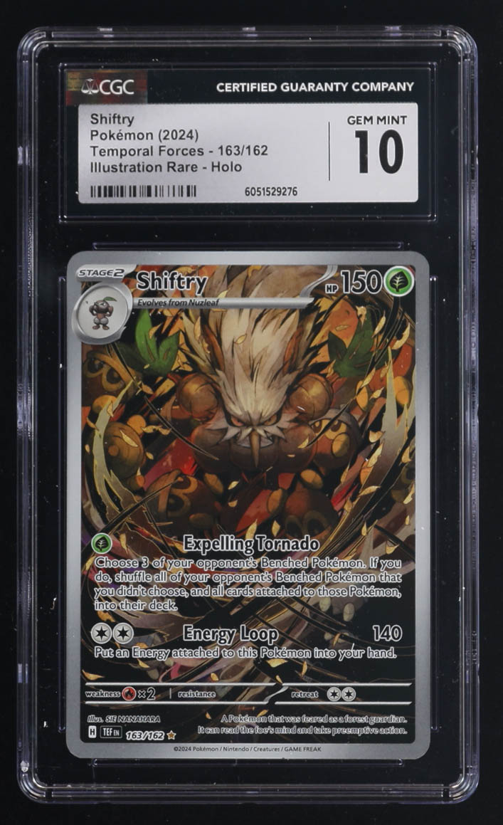Shiftry 2024 Pokemon Scarlet and Violet Temporal Forces Illustration Rare #163 Holo (CGC 10) at PristineAuction.com Shiftry 2024 Pokemon Scarlet and Violet Temporal Forces Illustration Rare #163 Holo (CGC 10) at PristineAuction.com