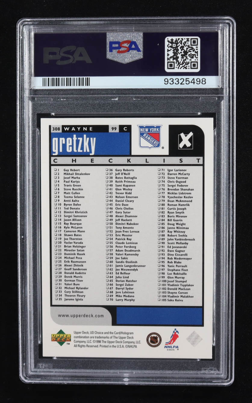 Wayne Gretzky 1998-99 UD Choice #308 CL (PSA 10) at PristineAuction.com Wayne Gretzky 1998-99 UD Choice #308 CL (PSA 10) at PristineAuction.com
