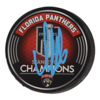 Aleksander Barkov Signed Panthers 2025 Stanley Cup Champions Logo Hockey Puck (Beckett) at PristineAuction.com