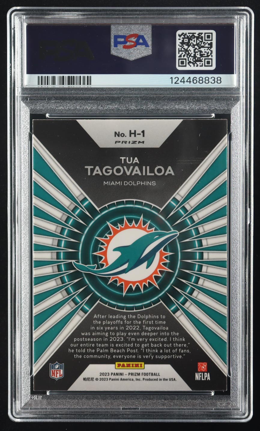 Tua Tagovailoa 2023 Panini Prizm Hype-Green Prizm #H1 (PSA 9) at PristineAuction.com Tua Tagovailoa 2023 Panini Prizm Hype-Green Prizm #H1 (PSA 9) at PristineAuction.com