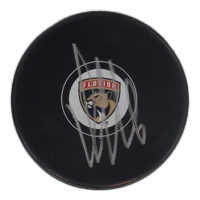 Aleksander Barkov Signed Panthers Logo Hockey Puck (Beckett) at PristineAuction.com