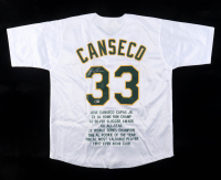 Jose Canseco Signed Career Highlight Stat Jersey (Beckett) at PristineAuction.com