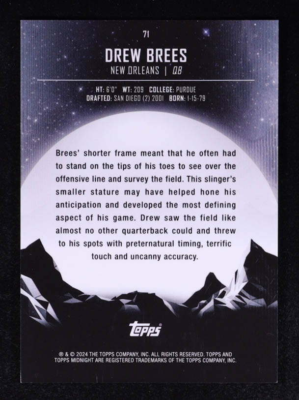 Drew Brees 2024 Topps Midnight Summer Solstice #71 #20/50 at PristineAuction.com Drew Brees 2024 Topps Midnight Summer Solstice #71 #20/50 at PristineAuction.com