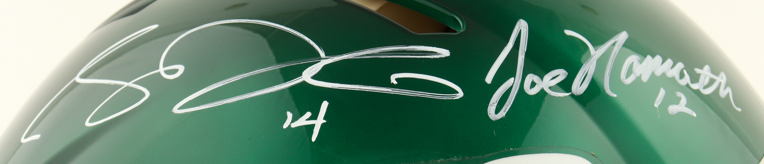 Joe Namath & Sam Darnold Signed Jets Full-Size Authentic On-Field Speed Helmet (Beckett & Darnold) at PristineAuction.com Joe Namath & Sam Darnold Signed Jets Full-Size Authentic On-Field Speed Helmet (Beckett & Darnold) at PristineAuction.com