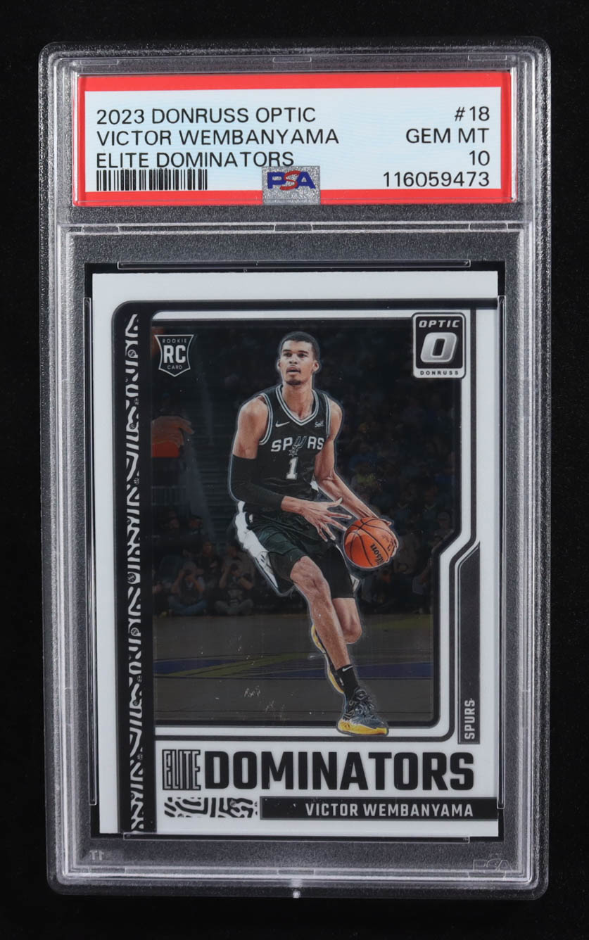 Victor Wembanyama 2023-24 Donruss Optic Elite Dominators #18 RC (PSA 10) at PristineAuction.com Victor Wembanyama 2023-24 Donruss Optic Elite Dominators #18 RC (PSA 10) at PristineAuction.com