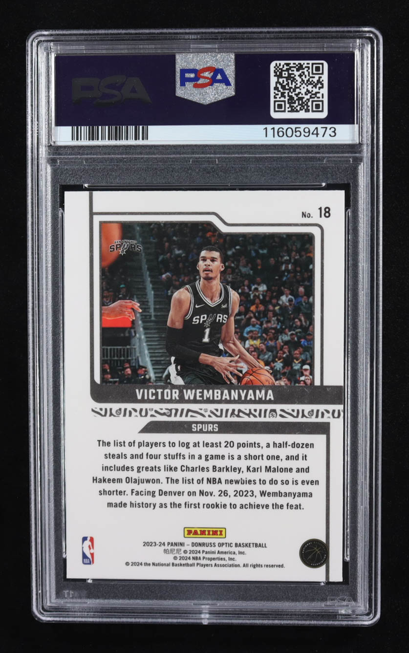 Victor Wembanyama 2023-24 Donruss Optic Elite Dominators #18 RC (PSA 10) at PristineAuction.com Victor Wembanyama 2023-24 Donruss Optic Elite Dominators #18 RC (PSA 10) at PristineAuction.com