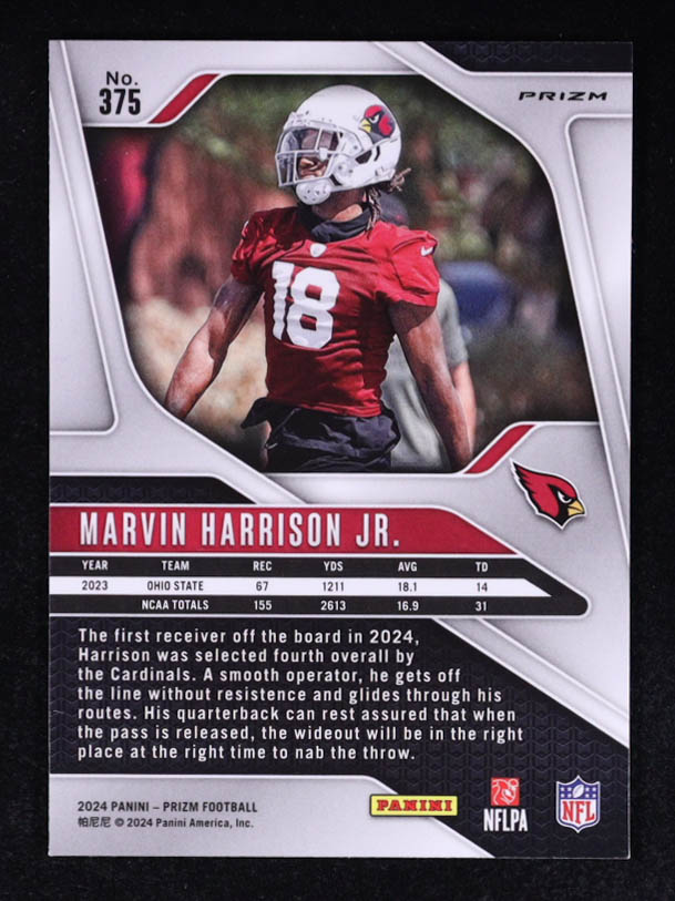 Marvin Harrison Jr. 2024 Panini Prizm Prizms Pink #375 RC at PristineAuction.com Marvin Harrison Jr. 2024 Panini Prizm Prizms Pink #375 RC at PristineAuction.com