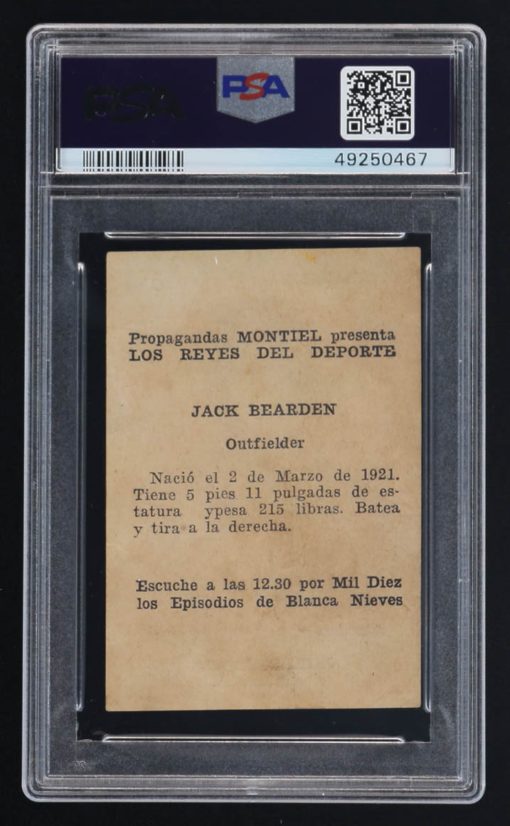 Jack Bearden 1946 Propagandas Montiel Los Reyes Del Deporte #154 (PSA 1) at PristineAuction.com Jack Bearden 1946 Propagandas Montiel Los Reyes Del Deporte #154 (PSA 1) at PristineAuction.com