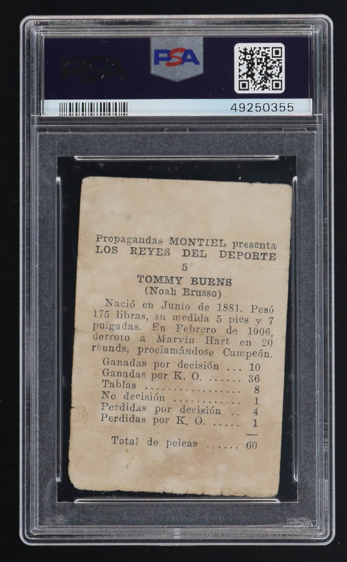 Tommy Burns 1946 Propagandas Montiel Los Reyes Del Deporte #5 (PSA 1) at PristineAuction.com Tommy Burns 1946 Propagandas Montiel Los Reyes Del Deporte #5 (PSA 1) at PristineAuction.com