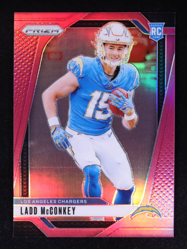 Ladd McConkey 2024 Panini Prizm Prizms Pink #365 RC at PristineAuction.com Ladd McConkey 2024 Panini Prizm Prizms Pink #365 RC at PristineAuction.com