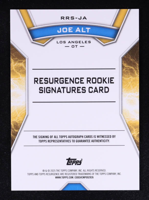 Joe Alt 2024 Topps Resurgence Resurgence Rookie Signatures White Surge #RRSJA #102/125 RC at PristineAuction.com Joe Alt 2024 Topps Resurgence Resurgence Rookie Signatures White Surge #RRSJA #102/125 RC at PristineAuction.com