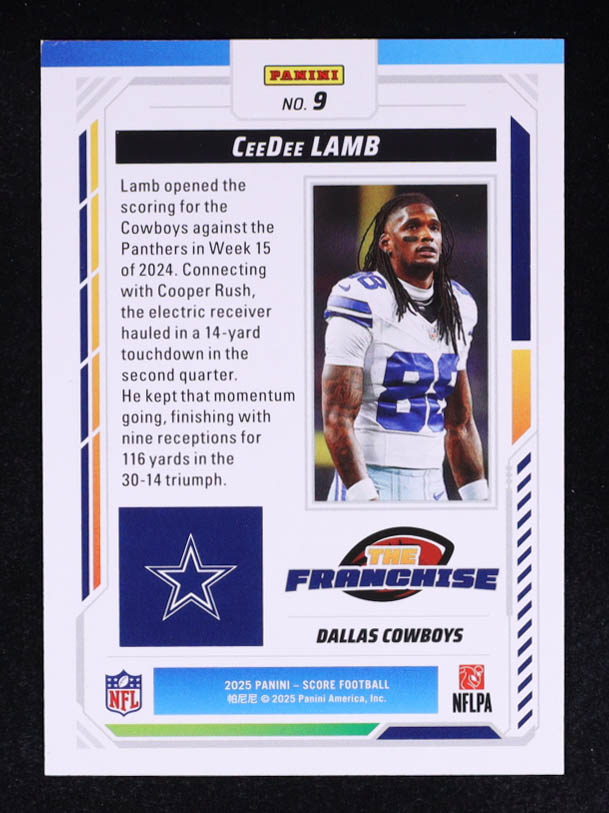 CeeDee Lamb 2025 Score The Franchise Showcase #9 #086/100 at PristineAuction.com CeeDee Lamb 2025 Score The Franchise Showcase #9 #086/100 at PristineAuction.com