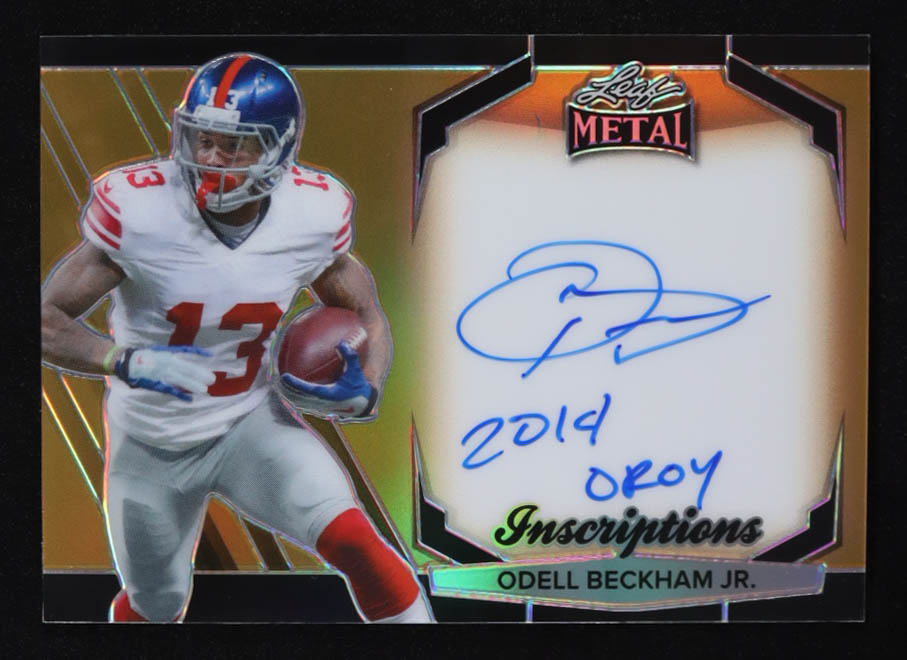 Odell Beckham Jr. 2024 Leaf Metal Inscriptions Prismatic Gold #MHIOBJ #019/100 at PristineAuction.com Odell Beckham Jr. 2024 Leaf Metal Inscriptions Prismatic Gold #MHIOBJ #019/100 at PristineAuction.com