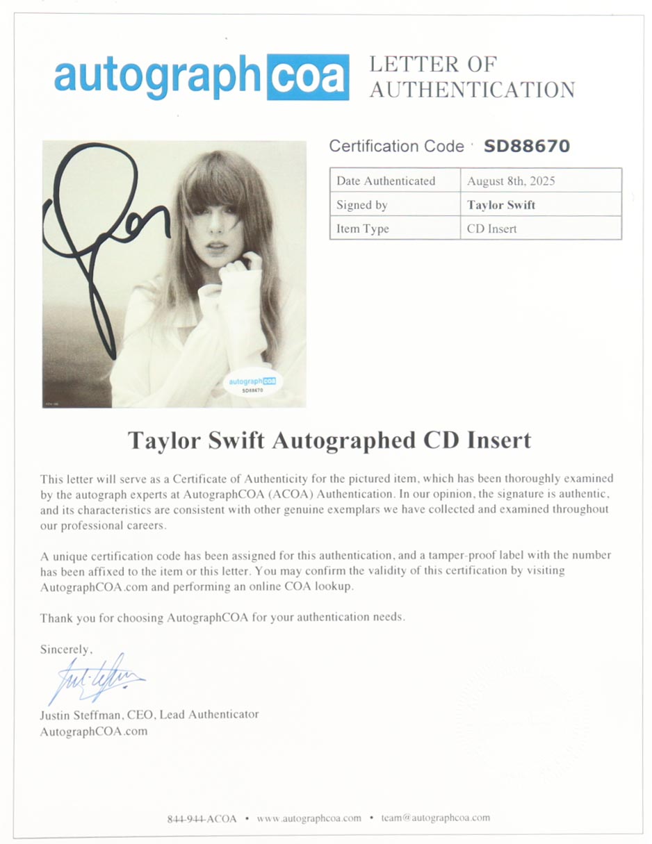Taylor Swift Signed "The Tortured Poets Department" Custom Framed CD Insert Display (ACOA) at PristineAuction.com Taylor Swift Signed "The Tortured Poets Department" Custom Framed CD Insert Display (ACOA) at PristineAuction.com