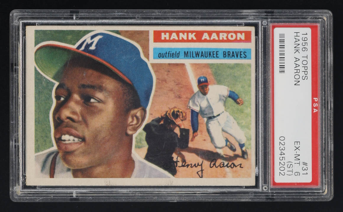 Hank Aaron 1956 Topps #37 (PSA 6) (ST) at PristineAuction.com Hank Aaron 1956 Topps #37 (PSA 6) (ST) at PristineAuction.com