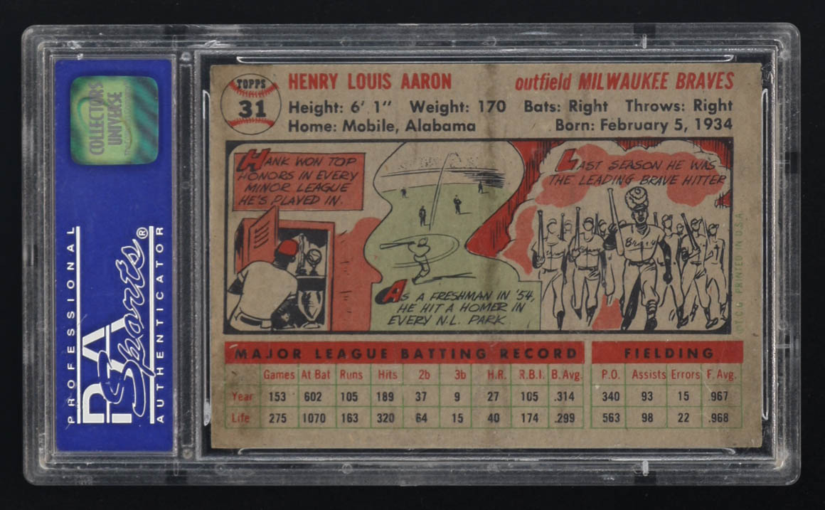 Hank Aaron 1956 Topps #37 (PSA 6) (ST) at PristineAuction.com Hank Aaron 1956 Topps #37 (PSA 6) (ST) at PristineAuction.com