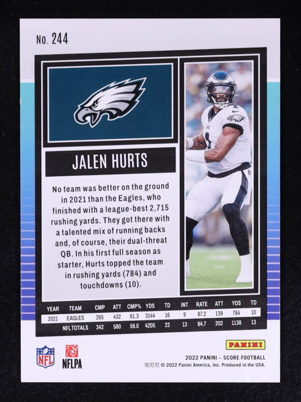 Jalen Hurts 2022 Score Ellipse #244 #240/299 at PristineAuction.com Jalen Hurts 2022 Score Ellipse #244 #240/299 at PristineAuction.com