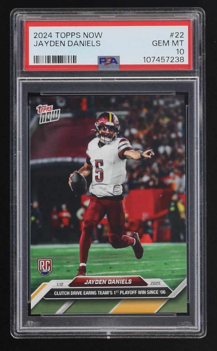 Jayden Daniels 2024 Topps Now #22 RC (PSA 10) at PristineAuction.com Jayden Daniels 2024 Topps Now #22 RC (PSA 10) at PristineAuction.com