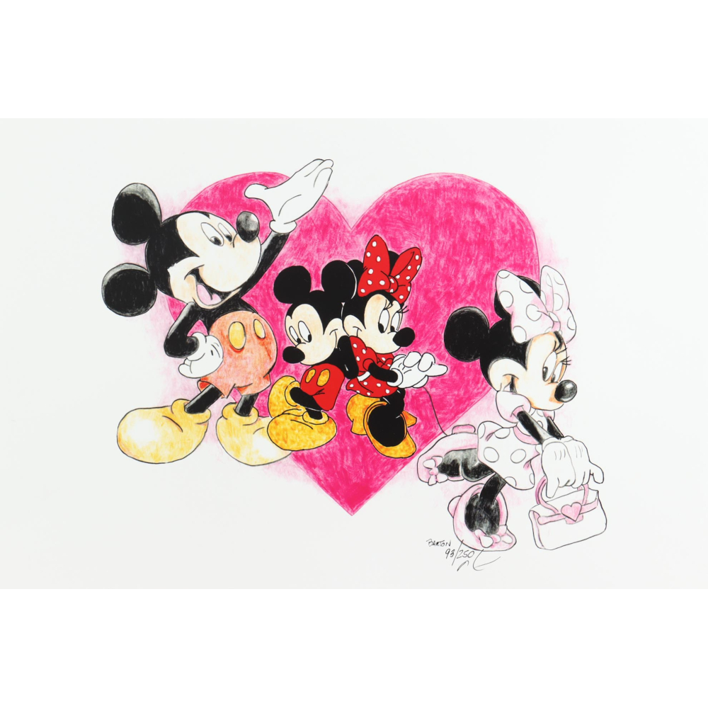 "Mickey & Minnie Mouse" Disney LE 12x18 Lithograph By Brian Barton #/250 (PA) at PristineAuction.com