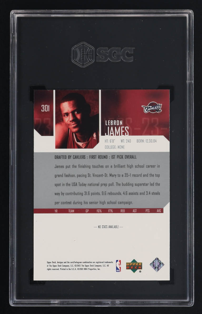 LeBron James 2003-04 Upper Deck #301 RC (SGC 9.5) at PristineAuction.com LeBron James 2003-04 Upper Deck #301 RC (SGC 9.5) at PristineAuction.com